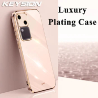 KEYSION Luxury Plating Case for VIVO V30 Pro 5G V29 5G V29 Lite Silicone Square Shockproof Phone Cover for VIVO V27 V27e V25 e