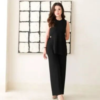 BasicEveryday Setelan Knit Set Casual Tanktop Wanita Reguler Black