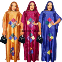 Plus Size Silk Dresses For Women Dubai African Kaftan Hijab Abayas 2023 Summer Dress Wedding Party Africa Clothing Boubou