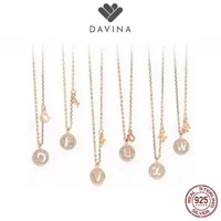 DAVINA Ladies Alphabet Necklace Rose Gold Color Sterling Silver 925 - Kalung Perak S925 Huruf Inisia