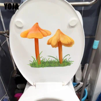 YOJA 24.1X20.2CM Cute Orange Mushroom Kids Room Decor Wall Decal Cartoon Toilet Sticker T1-1331