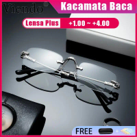 Viendo Kacamata Baca Plus Anti Radiasi Wanita Pria Kacamata tanpa bingkai Terbaru Besi Cowok Frame U