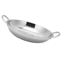 Stainless Steel Wok Stir Fry Pans Hot Pot Iron Frying Pan Double Handle Chinese Cooking Pot