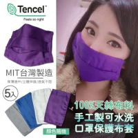 台灣製造100%天絲可水洗口罩保護布套(5入/顏色隨機/口罩收納)