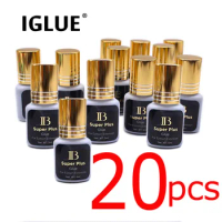 20 Bottles IB Super Plus Glue For Eyelash Extensions 5ml 1-2s Fast Drying Original Korea Gold Cap Lash Glue Beauty Makeup Tool