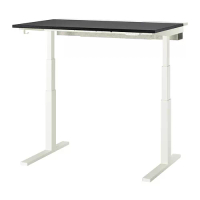 MITTZON 升降式工作桌, 電動 黑色/實木貼皮 梣木/白色, 120x80 公分