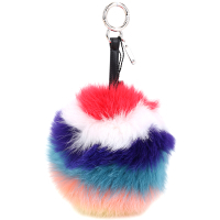 FENDI 芬迪 Pompon 彩色拼接狐狸毛球吊飾