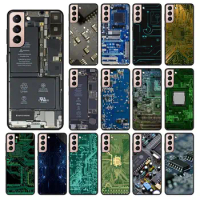 Circuit Board Black Soft Phone Case For samsung galaxy S24 ULTRA S23PLUS S21 S20fe S20ULTRA S21Fe S22PLUS S23ULTRA Coque