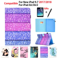 Case For Apple iPad 9.7" 6th Generation 2018 2017 A1893 A1954 Cover For iPad Air 1 2 Funda Cute Cartoon Flip Shell +Stylus+film