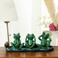 《不看不說不聽》純銅青蛙組合茶道裝飾品擺件