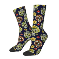 Day Of The Dead Sugar Skulls Collage Mens Crew Socks Unisex Funny Pretty Mexican Floral Spring Summer Autumn Winter Dress Socks
