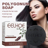 100g Herbal Anti Hair Loss Moisturizing Volumizing Shampoo Soap Organic Polygonum Hair Darkening Soap Bar