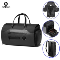 OZUKO Garment bag Multifunction Men Suit Storage Large Capacity Luggage Handbag Male Waterproof Travel Duffel Bag Shoes Pocket