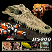 HS008 HIDING SKULL HIASAN AQUASCAPE AKUARIUM IKAN ORNAMEN TENGKORAK CROCODILE KERANGKA FOSSIL SKELET