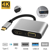 Type C 4 in 1 Expansion Adapter USB 3.0 HDMI Type C to HDMI Converter 4in1 USB Hub Type C Hub