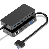 11 in 1 USB 3.0 Mini DP to 4K HD/DP/VGA 3.5 Audio Gigabit Ethernet SD/TF Card Reader Hub for Microsoft Surface Pro 4 5 6