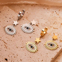 Europe And The United States Fashion INS Star Devil's Eye Pendant Earrings Niche Retro All-Matching Earrings Gift Girl