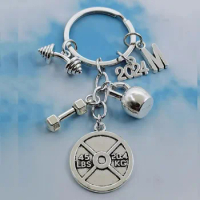 New Fashion Accessories A-Z Letter Keychain Mini Dumbbell Disc Dumbbell Fitness Keychain Designer Gift Coach Souvenir
