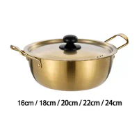 Korean Ramen Cooking Pot with Cover Ramyun Cooker Noodles Cooking Pot Stockpot Kimchi Soup Pot for Picnic Camping Hiking Curry