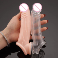 TPE Soft Penis Sleeve Reusable Comdom Penis Extend Delay Ejaculation Penis Increase Male Dildo Enlarger Sex Toys For Men SexShop