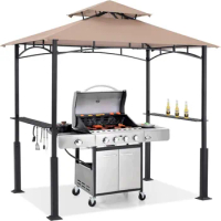 Outdoor Grill Gazebo Canopy, BBQ Gazebo Shelter with LED Light, Patio Canopy Tent for Barbecue and Picnic, Free Shipping