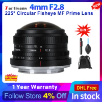 7artisans 7 artisans 4mm F2.8 225° Circular Fisheye MF Prime Lens For Sony E Fujifx Micro 4/3 Canon EOS-M Mount Cameras