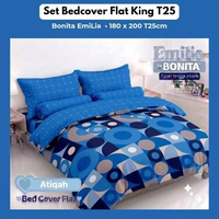 Bonita Emilia Set Bedcover Flat Sprei Ukuran 180x200x25cm Motif Terbaru Terlaris Bahan Microtex Tida