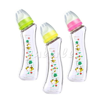 BabyHouse 愛兒房 FeeBee 彎角玻璃奶瓶240ml-歡樂牧場(顏色隨機)【悅兒園婦幼生活館】