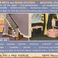Metal Sign Pennsylvania Postcard - We Build Brick and Frame Kitchens - Beautiful stairways 2 - Vintage Rusty Look