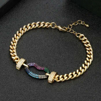 Zlxgirl New Arrival fashion mouth shape Gold color wedding bracelet bijoux brand cubic zircon cooper bangle&amp;bracelet gifts