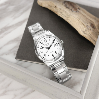 羅梵迪諾 Roven Dino / RD9811-W / 簡約時尚 數字刻度 藍寶石水晶玻璃 日期 不鏽鋼手錶-白色/38mm
