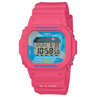 G-SHOCK  G-LIDE夏日夏威夷風情粉色方形電子休閒錶(GLX-5600VH-4DR)/43.2mm