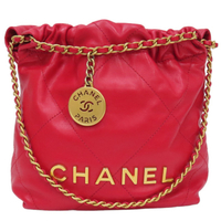 【二手名牌BRAND OFF】CHANEL 香奈兒 紅色 羊皮 Chanel 22 Mini 肩背包