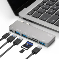 BRU Usb C Hub For Macbook Pro Adapter Usb Type C Hub 3.0 Tf Sd Reader Slot Pd For Macbook Pro/air 2020 2019 2018 USB Hubs