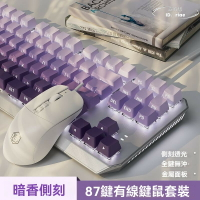 電競鍵盤 前行者機械鍵盤 滑鼠套裝 有線側刻青軸電競遊戲電腦辦公通用87鍵