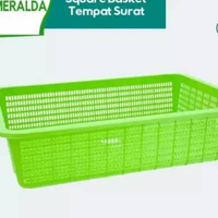 Keranjang Kotak Lubang 306 Green Leaf 47x36x12CM Tempat Surat Storage Box Keranjang Resi File Paper 
