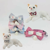 Pet Collar Checkered Bow Bell Cat Collar Cute Pendant Dog Collar