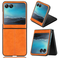 For Motorola Razr 40 Ultra Case Suture Soft Edge PU Leather Hard Phone Cover Case