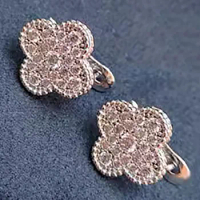 Custom Solid 10K White Gold Clip Earrings Push Earring Back Wedding Anniversary Engagement Party Moissanite Diamond Romantic