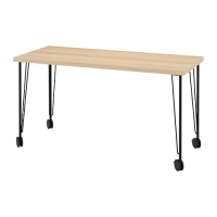 LAGKAPTEN/KRILLE 書桌/工作桌, 染白橡木紋 黑色, 140x60 公分