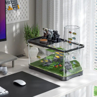 Desktop Fish Tank Floating Plastic Fish Tank Akuarium Micro Landscape Fish Tank Creative Transparent