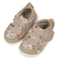 【布布童鞋】日本IFME童趣小花卡其色超輕量寶寶機能學步鞋(P1Z611I)