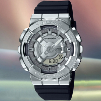 CASIO 卡西歐 G-SHOCK 多層次金屬 雙顯腕錶-銀 母親節 禮物 42mm / GM-S110-1A
