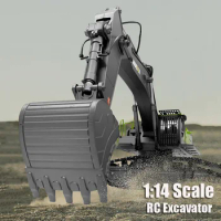 RC Excavator Huina 1593 Fully Functional 1:14 Scale 22 Channel Remote Control Toys Truck Construction Vehicle with Metal Bucket