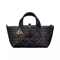 Christian Dior Small D Toujours Bag Macrocannage Calfskin Black