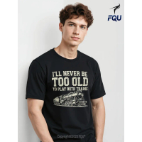 FQU Funny Train Art For Railroad Model Train Lover T-shirt Print Holiday gifts for Dad Classic Black