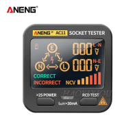 ANENG AC11 Digital Smart Socket Tester Voltage Test Socket Detector US/UK/EU Plug Ground Zero Line Phase Check Rcd NCV test