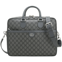 GUCCI 古馳 Ophidia GG Supreme 經典老花肩/斜背公事包(深灰色)