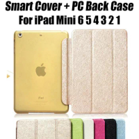 Smart Case For Apple iPad Mini 6 5 4 3 2 1 7.9 inch Fashion Luxury Leather Cover + Clear PC Matte back Case For iPad mini6 8.3