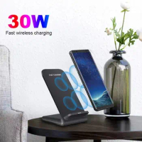 30W Wireless Charger Stand Pad For iPhone 13 12 11 Pro X XS Max XR 8 Plus for Samsung S21 S9 Qi Fast Charging Dock Station